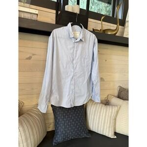 Grant & Grace The Surrey Women's Button Up Shirt Collar Blue White Stripe XL